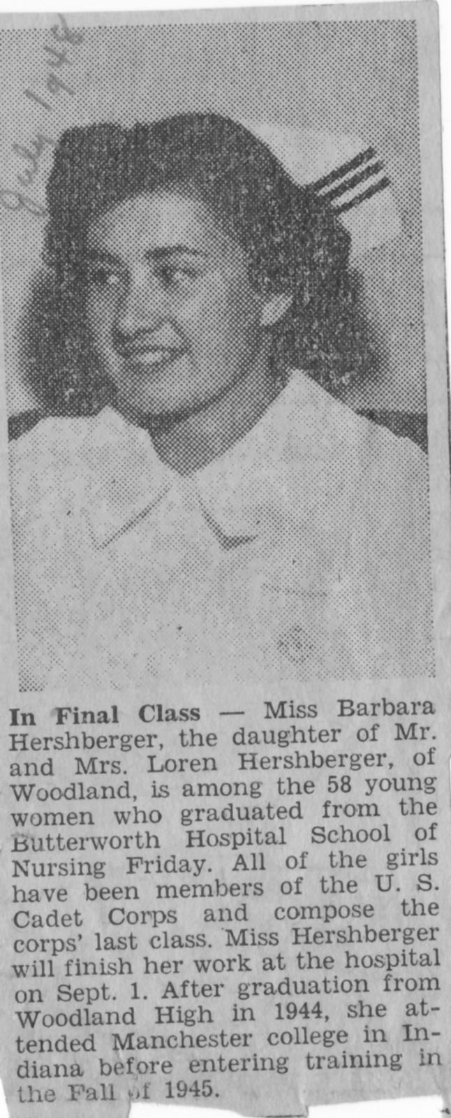 Newspaper Clipping about Barbara Corl