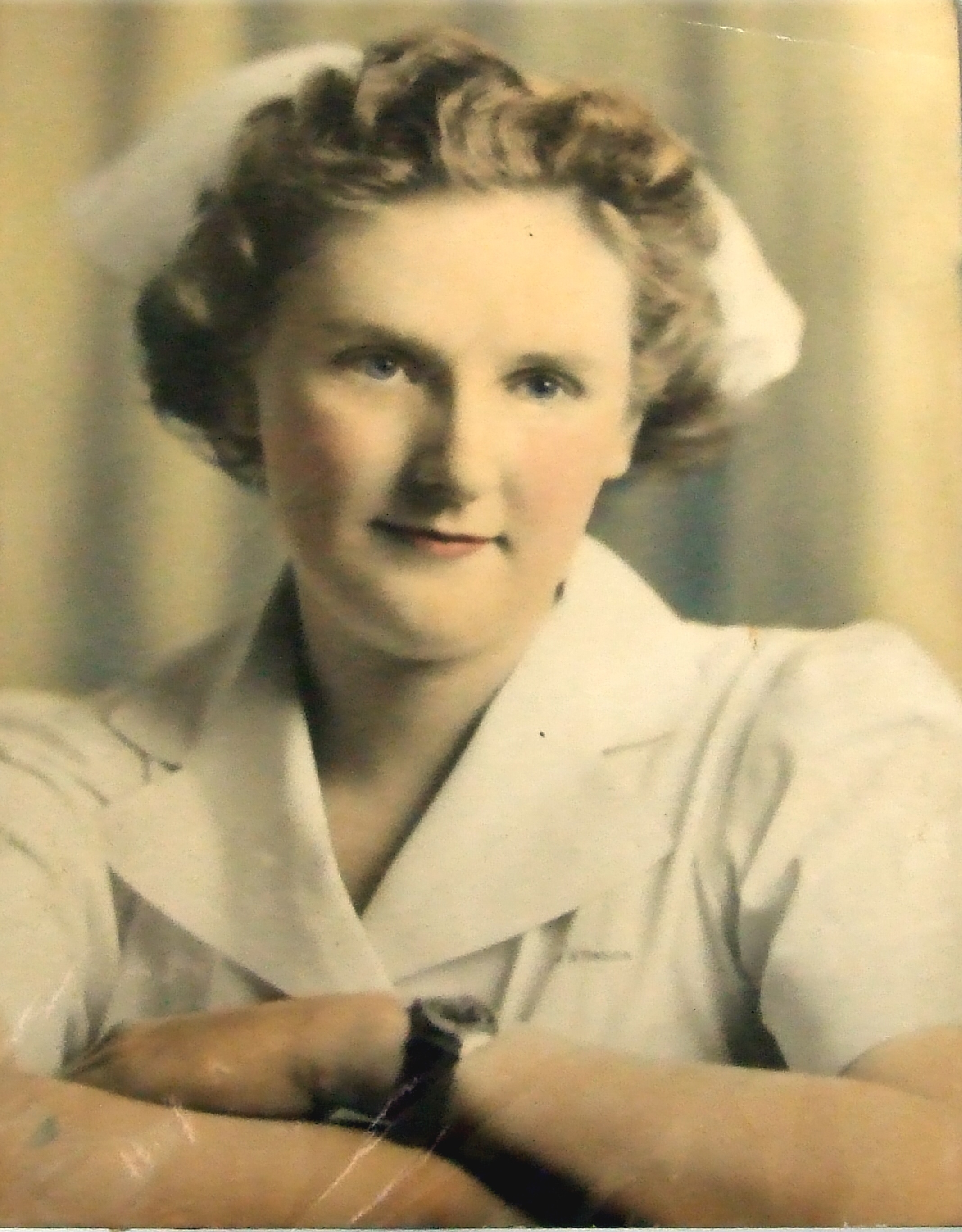 Harriett in hospital uniform